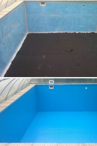 izolace starého betonového bazénu fólií
